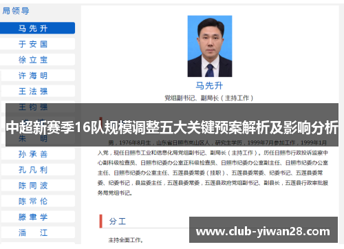 中超新赛季16队规模调整五大关键预案解析及影响分析